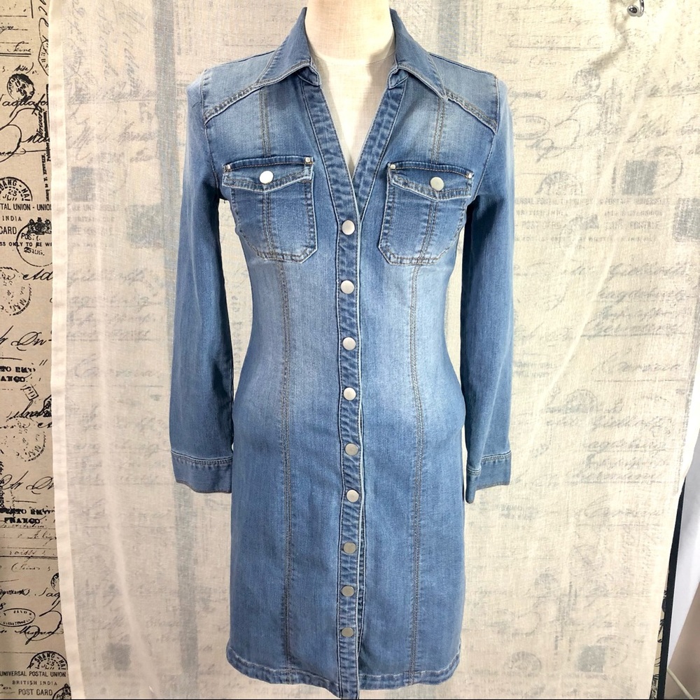 INC Stretch Denim Shirt Dress sz 4